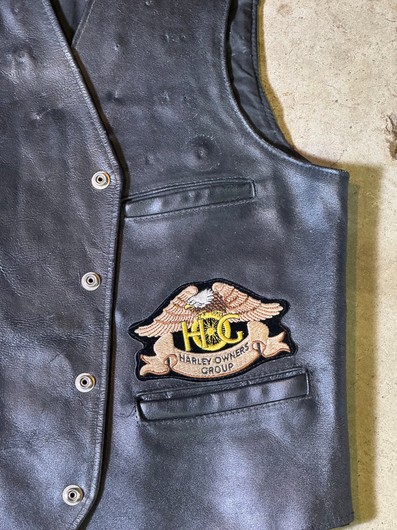 80s Harley Davidson Leather Vest-L